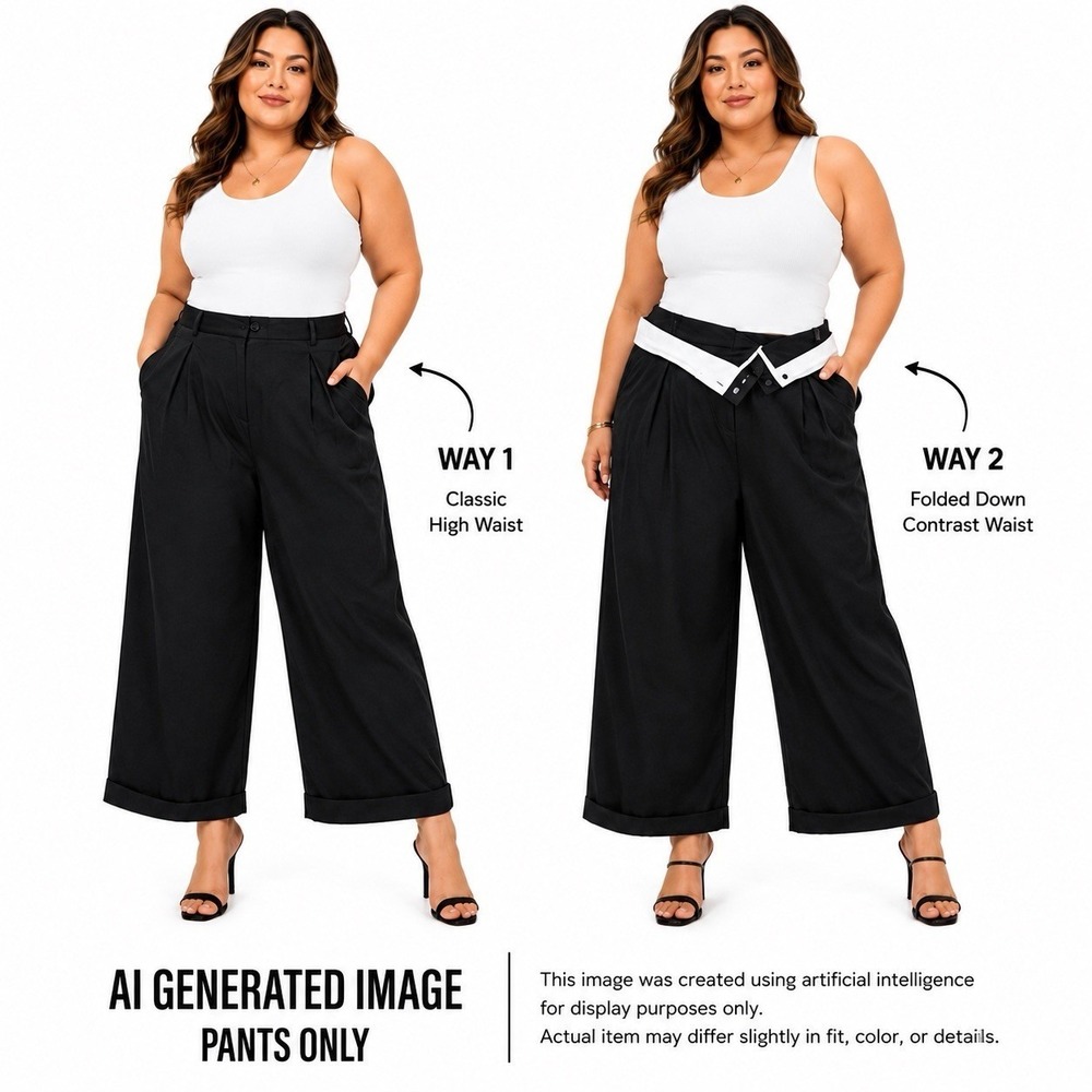KBB By Kahlana 'The Waist Curtain Trouser' Women's Black Baggy Leg Pants 3X NWT